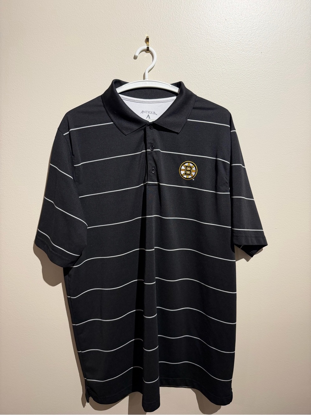 Antigua Men’s Bruins Polo XL Black And Yellow‎ Striped Athletic Polo
